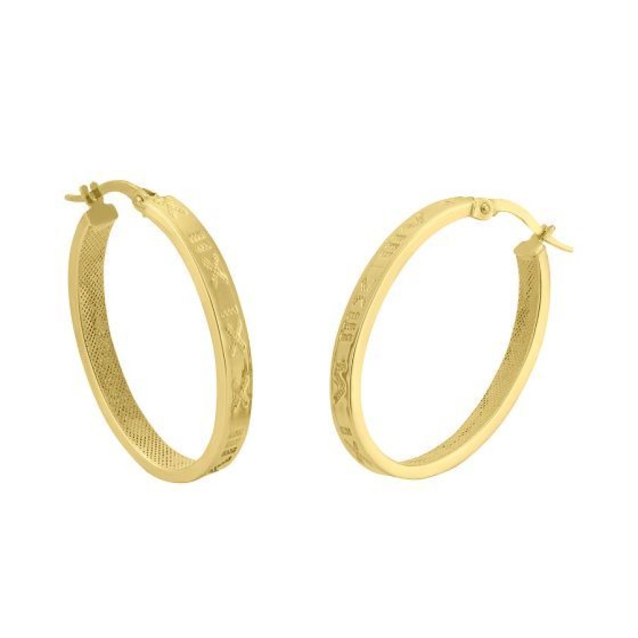 Joyeria Cristal Joyas | Arracadas Ovaladas Numeros Romanos Oro 14K