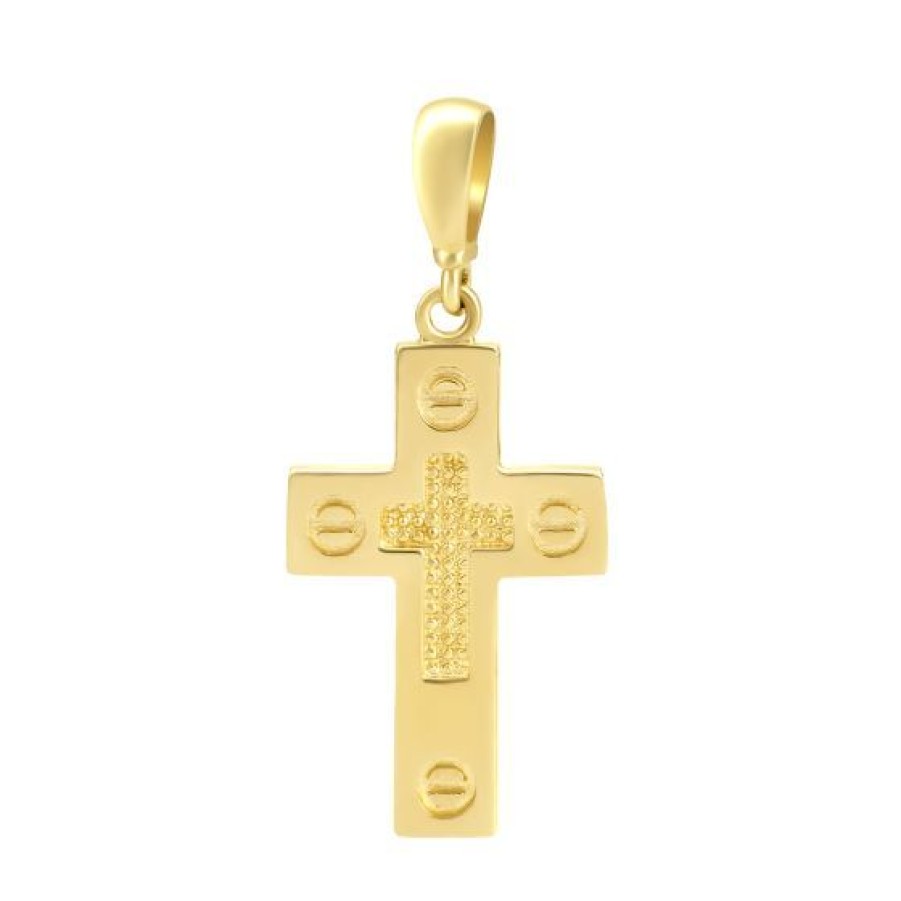 Joyeria Cristal Joyas | Cruz Con Tornillos Oro 14K