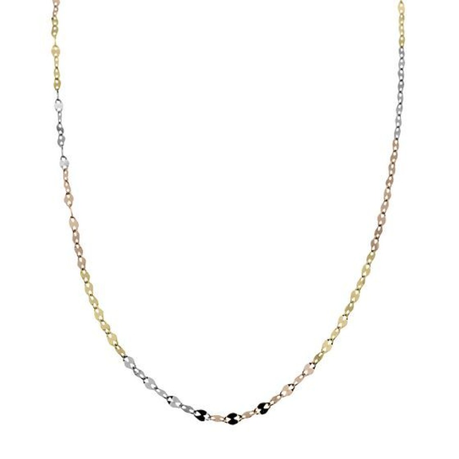 Joyeria Cristal Joyas | Cadena Espejo Oro Amarillo Blanco Y Rosa 14K 45 Cm