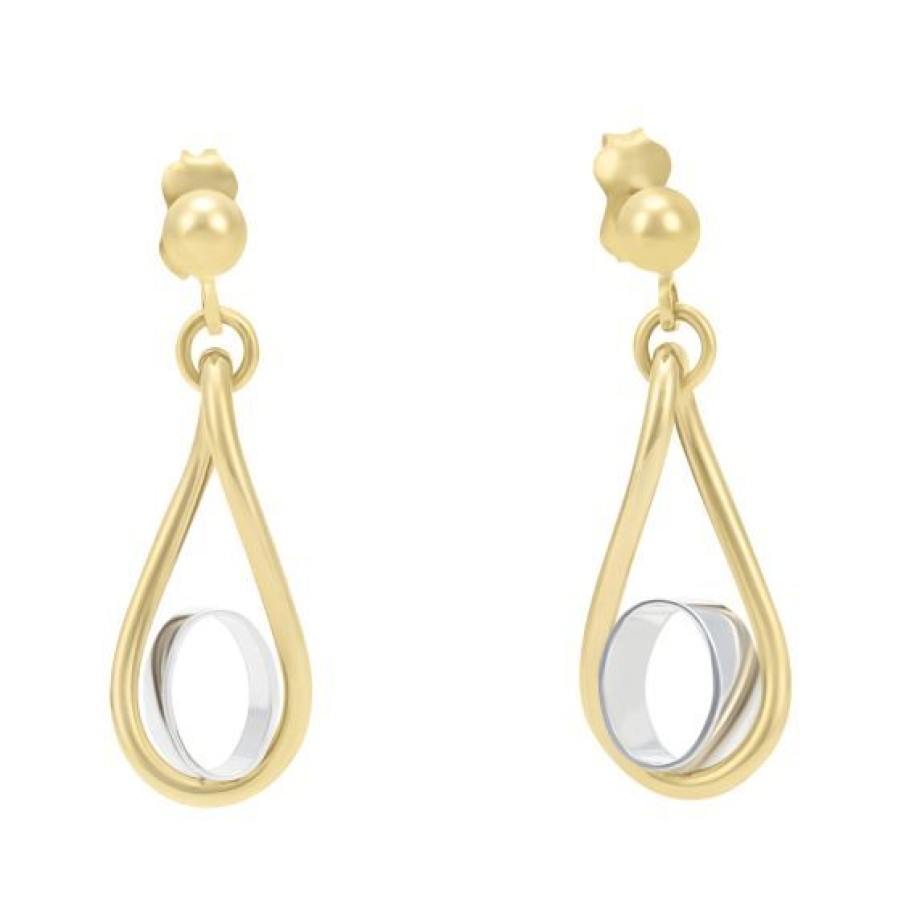 Joyeria Cristal Joyas | Aretes Oro Blanco Y Amarillo14 K