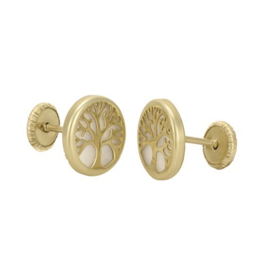 Joyeria Cristal Joyas | Aretes Arbol Oro 14K