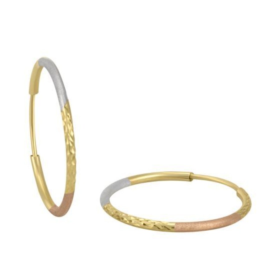 Joyeria Cristal Joyas | Arracadas Oro Amarillo Blanco Y Rosa 14K