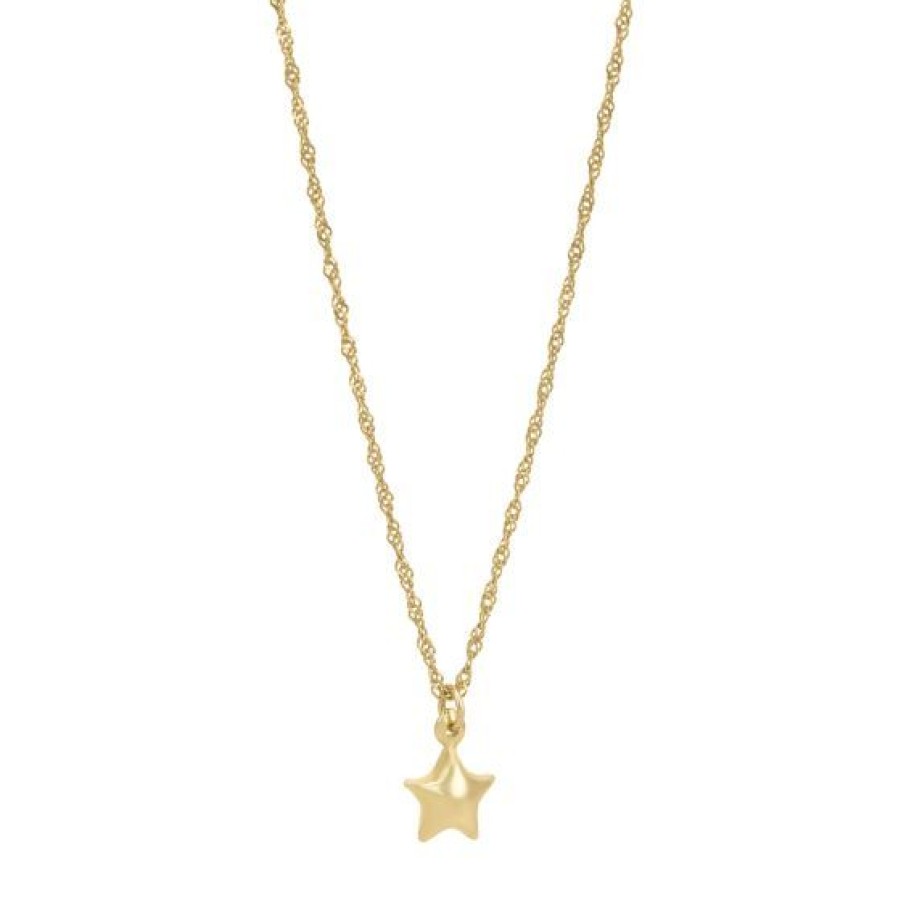 Joyeria Cristal Joyas | Cadena Con Dije De Estrella Oro 14K Pulido Texturizado