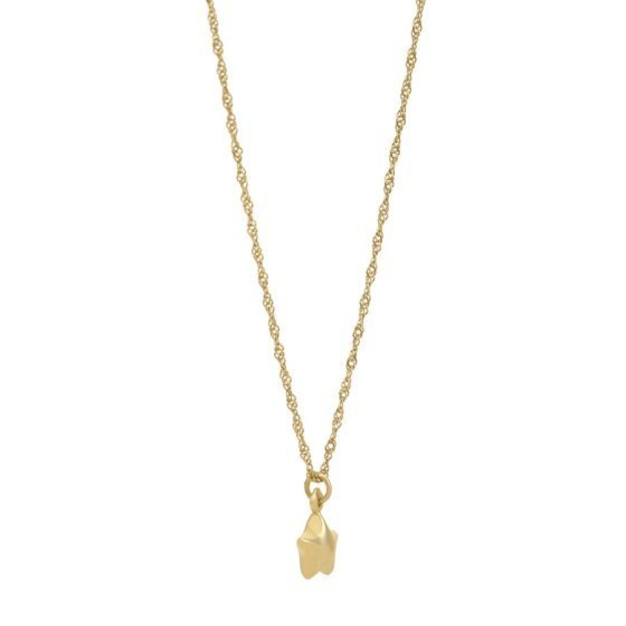 Joyeria Cristal Joyas | Cadena Con Dije De Estrella Oro 14K Pulido Texturizado