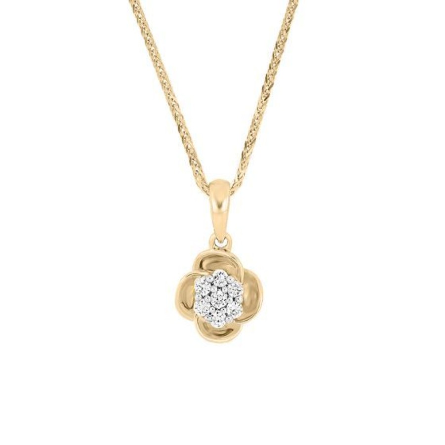 Joyeria Cristal Joyas | Dije Con Cadena Oro 14K Con 14 Puntos De Diamante