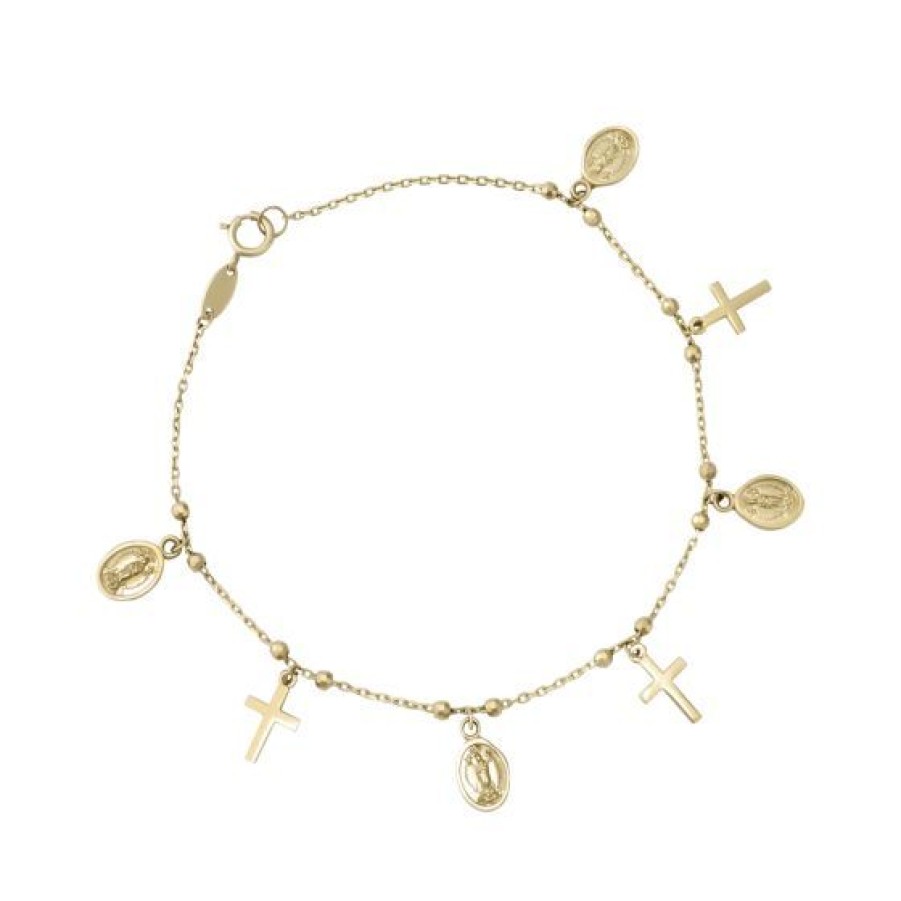 Joyeria Cristal Joyas | Pulsera Dijes Religiosos Oro 14K