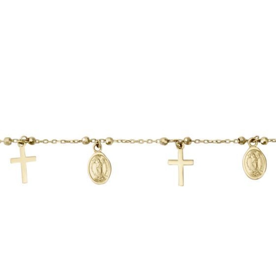 Joyeria Cristal Joyas | Pulsera Dijes Religiosos Oro 14K