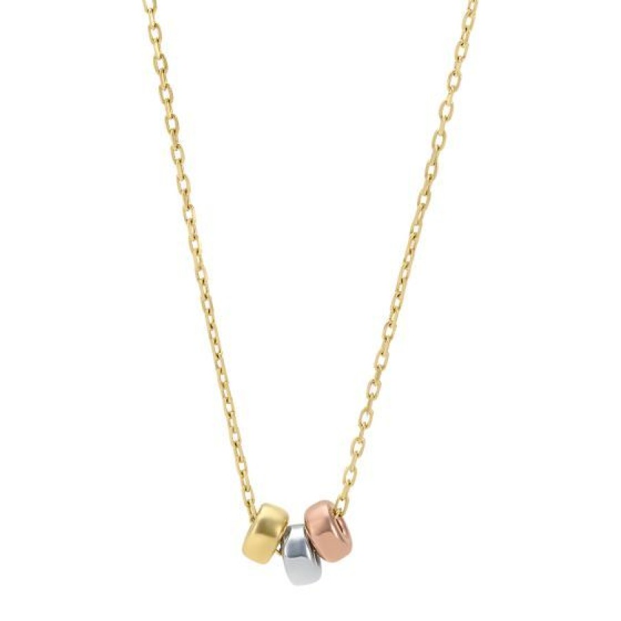 Joyeria Cristal Joyas | Gargantilla Tres Aros Oro Blanco, Amarillo Y Rosa 14K