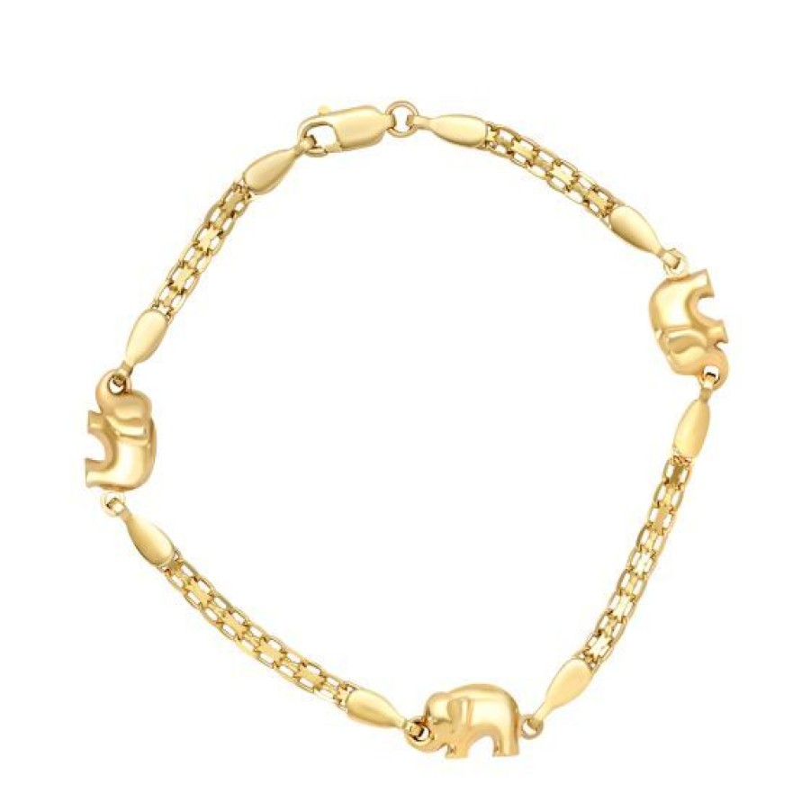 Joyeria Cristal Joyas | Pulsera Elefante Oro 14K