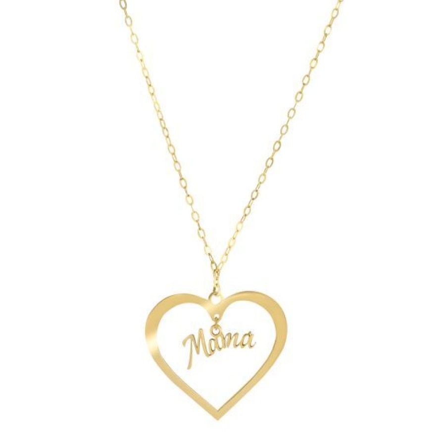 Joyeria Cristal Joyas | Cadena Con Dije Corazon Colgante Mama Oro 14K