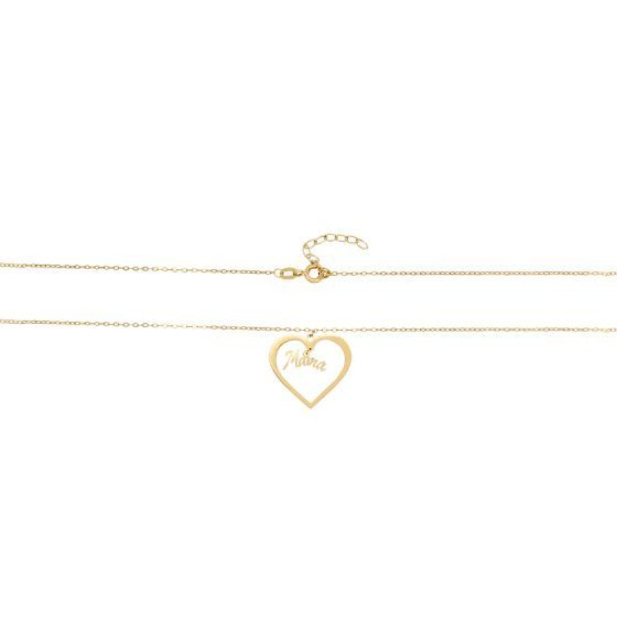 Joyeria Cristal Joyas | Cadena Con Dije Corazon Colgante Mama Oro 14K