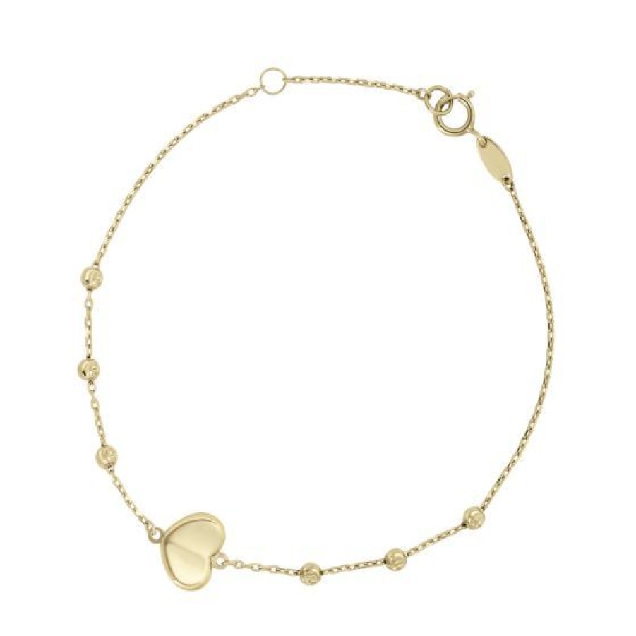 Joyeria Cristal Joyas | Pulsera Dama Corazon Oro 14K