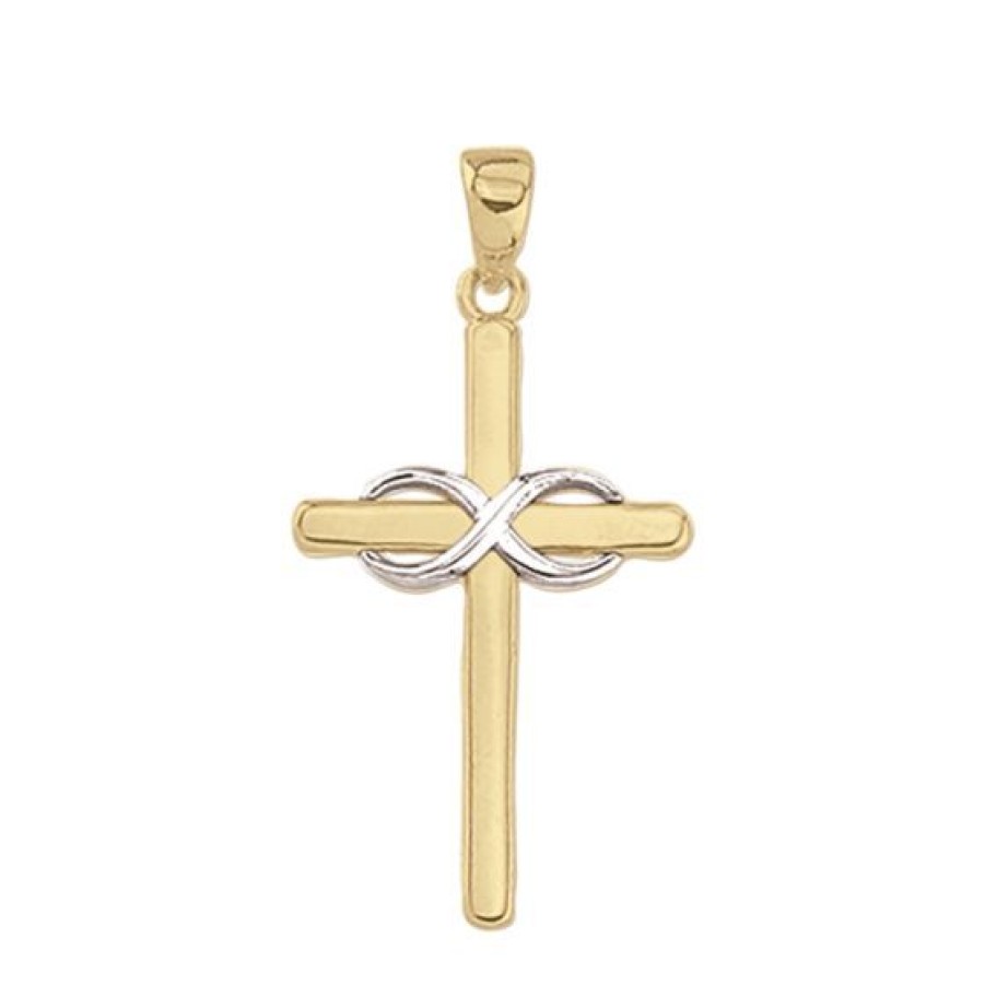 Joyeria Cristal Joyas | Cruz Oro Amarillo Y Blanco 14K