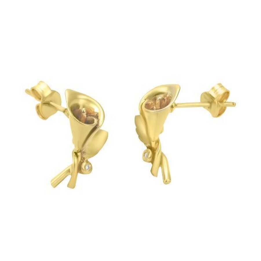 Joyeria Cristal Joyas | Aretes Irfan Oro 14K Con 1 Punto De Diamante