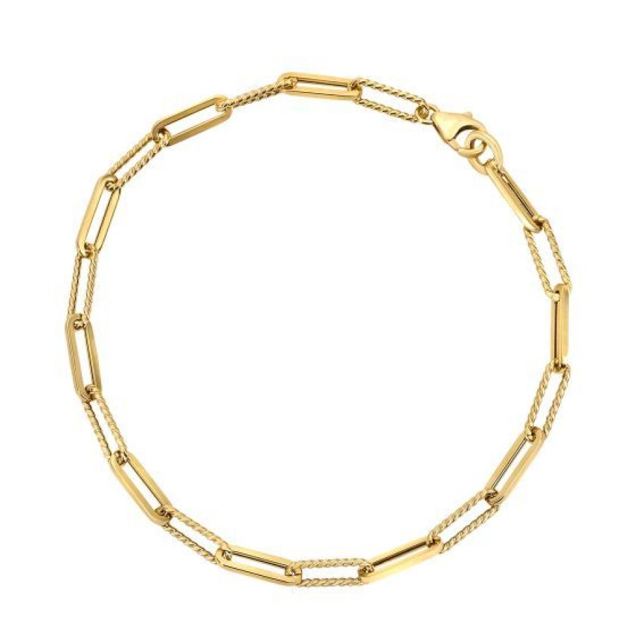 Joyeria Cristal Joyas | Pulsera Paper Clip Oro 14K