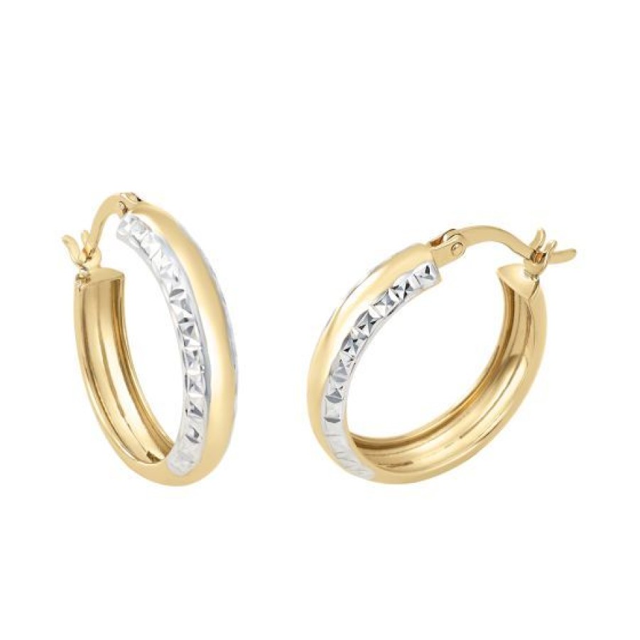 Joyeria Cristal Joyas | Arracadas Oro Amarillo Y Blanco 14K