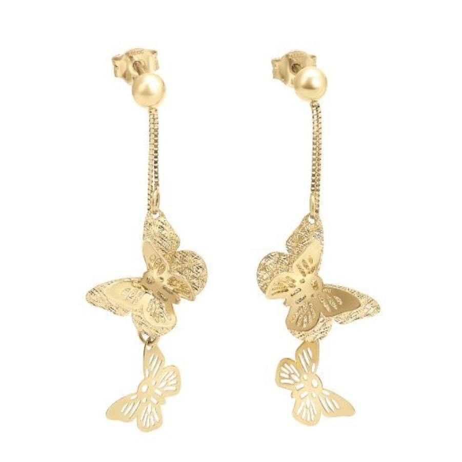 Joyeria Cristal Joyas | Aretes Mariposa Oro 14K