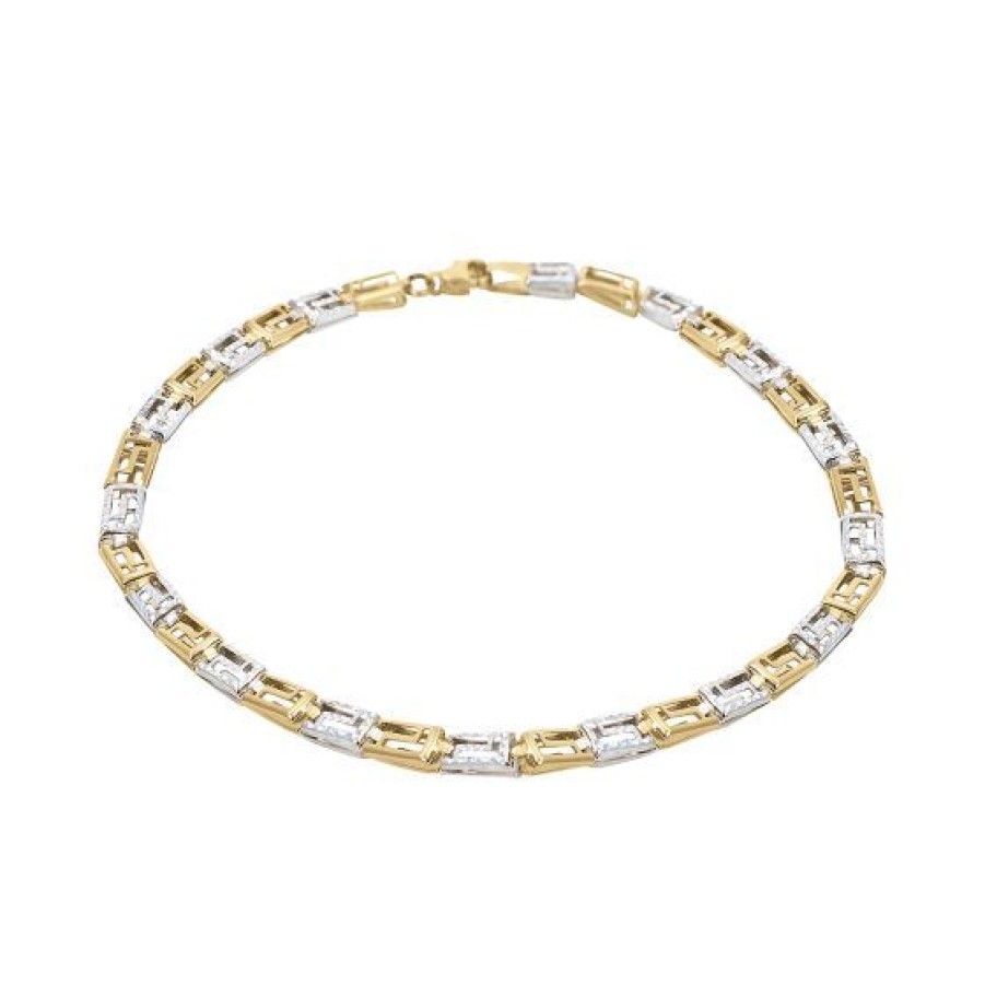 Joyeria Cristal Joyas | Pulsera Dama Oro Amarillo Y Blanco 14K