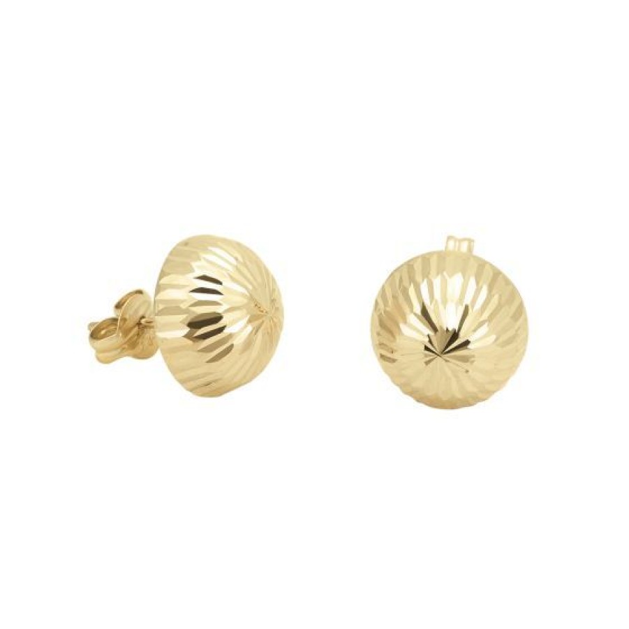 Joyeria Cristal Joyas | Aretes Broqueles Media Esfera Diamantado Oro 14K