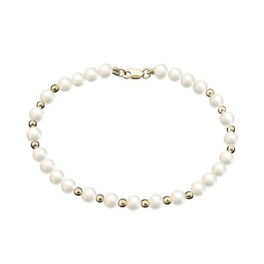 Joyeria Cristal Joyas | Pulsera Dama Perla Con Oro 14K