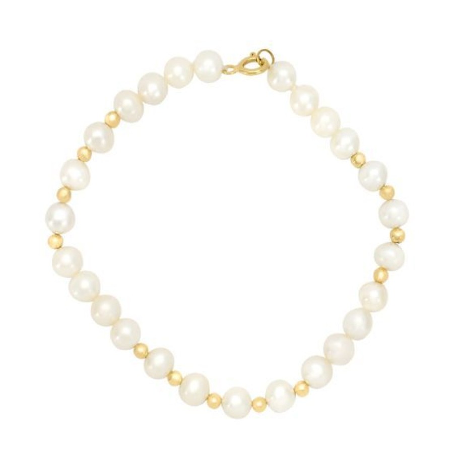 Joyeria Cristal Joyas | Pulsera Dama Perla Con Oro 14K