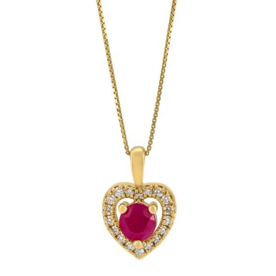 Joyeria Cristal Joyas | Cadena Con Dije Oro 14K Con 17 Puntos De Diamante Y Rubi