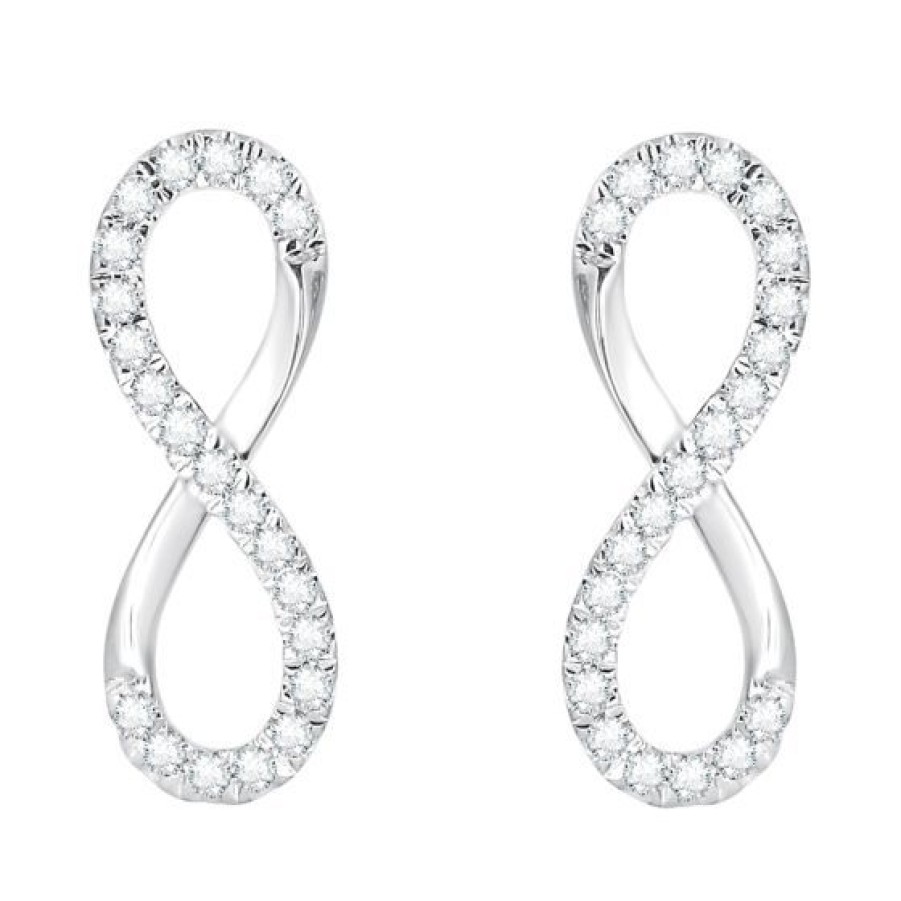 Joyeria Cristal Joyas | Aretes Infinito Oro Blanco Con Diamantes