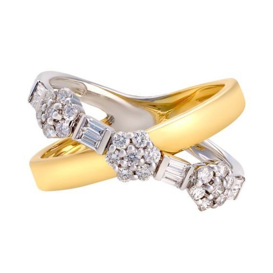 Joyeria Cristal Joyas | Anillo Oro Blanco Y Amarillo 18K Con 59 Puntos De Diamante