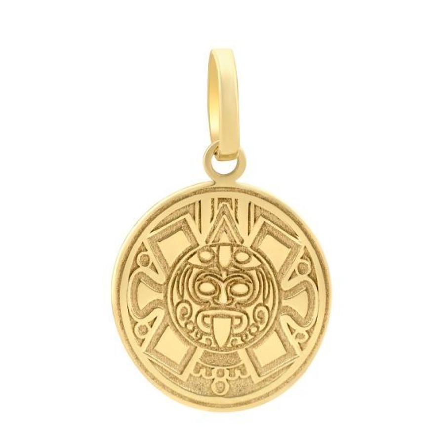 Joyeria Cristal Joyas | Dije Azteca Oro Amarillo 14K Acabado Brillante