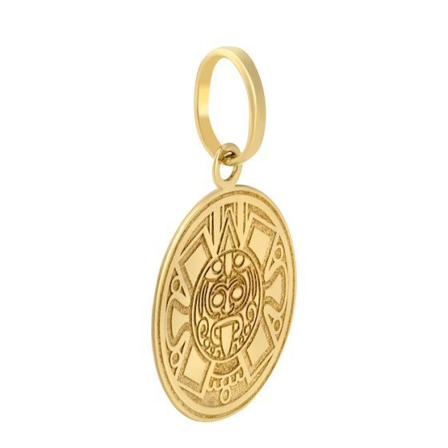 Joyeria Cristal Joyas | Dije Azteca Oro Amarillo 14K Acabado Brillante