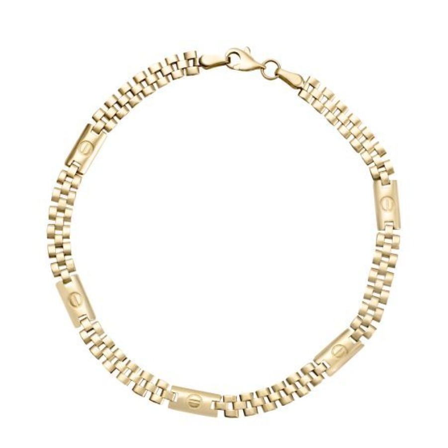 Joyeria Cristal Joyas | Pulsera Real Placa Con Tornillo Oro 14K