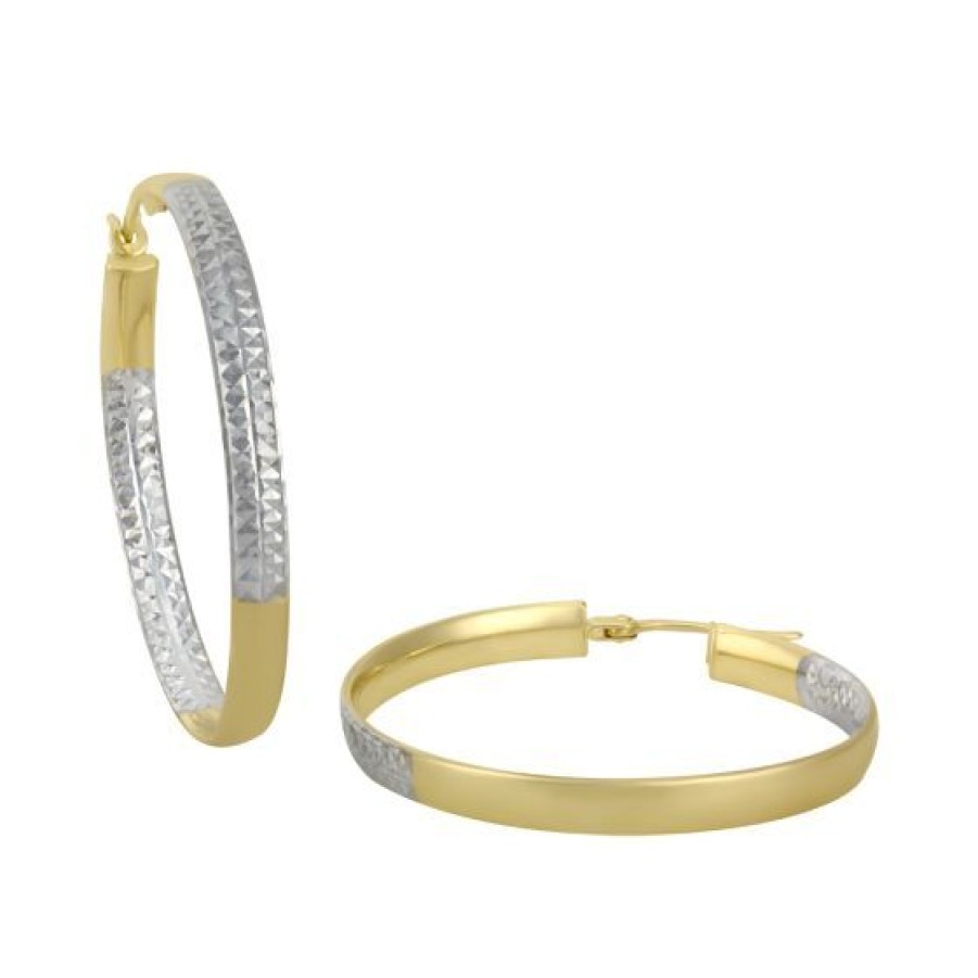 Joyeria Cristal Joyas | Arracadas Oro Amarillo Y Blanco 14K 30 Mm