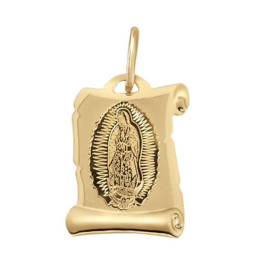 Joyeria Cristal Joyas | Medalla Pergamino Con Virgen Oro 14K