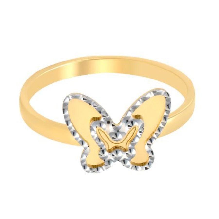 Joyeria Cristal Joyas | Anillo Mariposa Oro Blanco Y Amarillo 14K #7