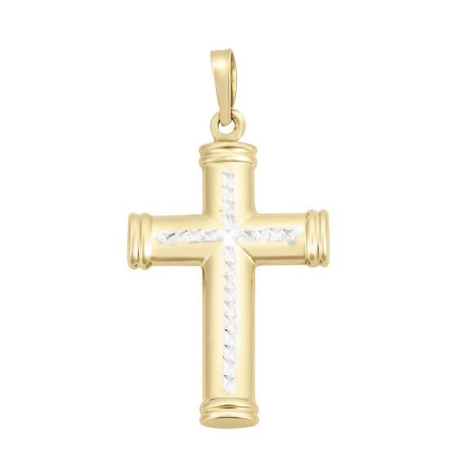 Joyeria Cristal Joyas | Cruz Oro Amarillo Y Blanco 14K