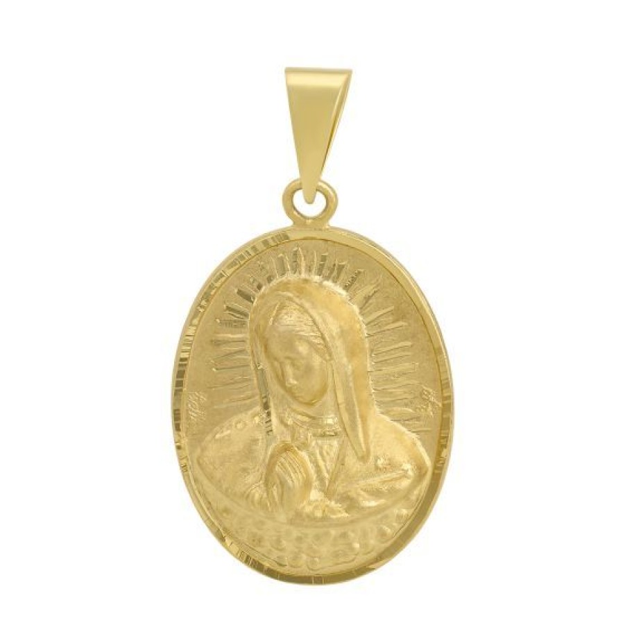 Joyeria Cristal Joyas | Medalla Oval Virgen De Guadalupe Busto Oro 14K