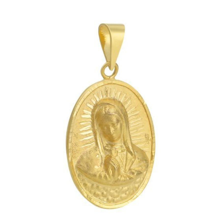 Joyeria Cristal Joyas | Medalla Oval Virgen De Guadalupe Busto Oro 14K