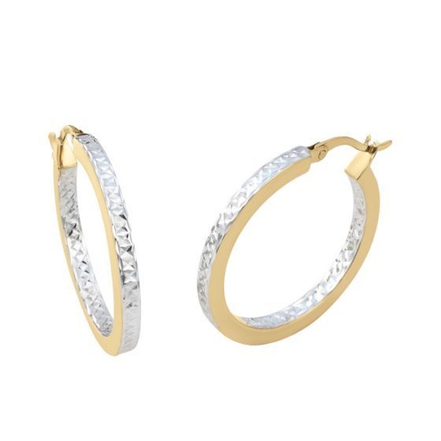 Joyeria Cristal Joyas | Arracadas Oro Amarillo Y Blanco 14K