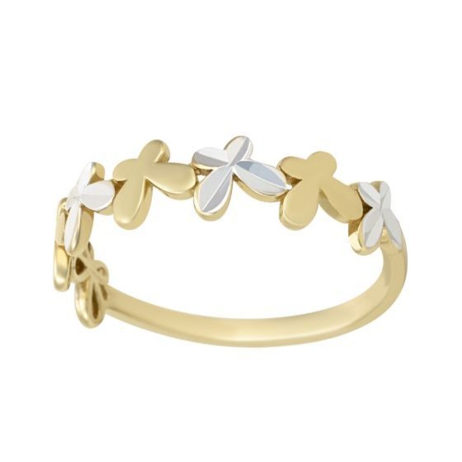 Joyeria Cristal Joyas | Anillo Dama Mariposa Oro Amarillo Y Blanco 14K