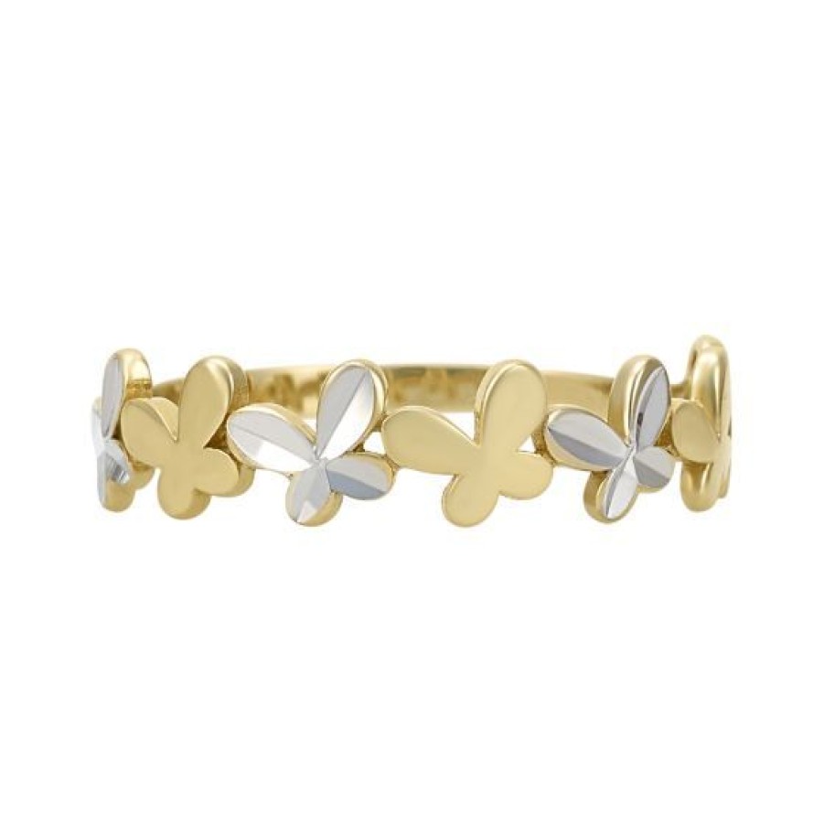 Joyeria Cristal Joyas | Anillo Dama Mariposa Oro Amarillo Y Blanco 14K