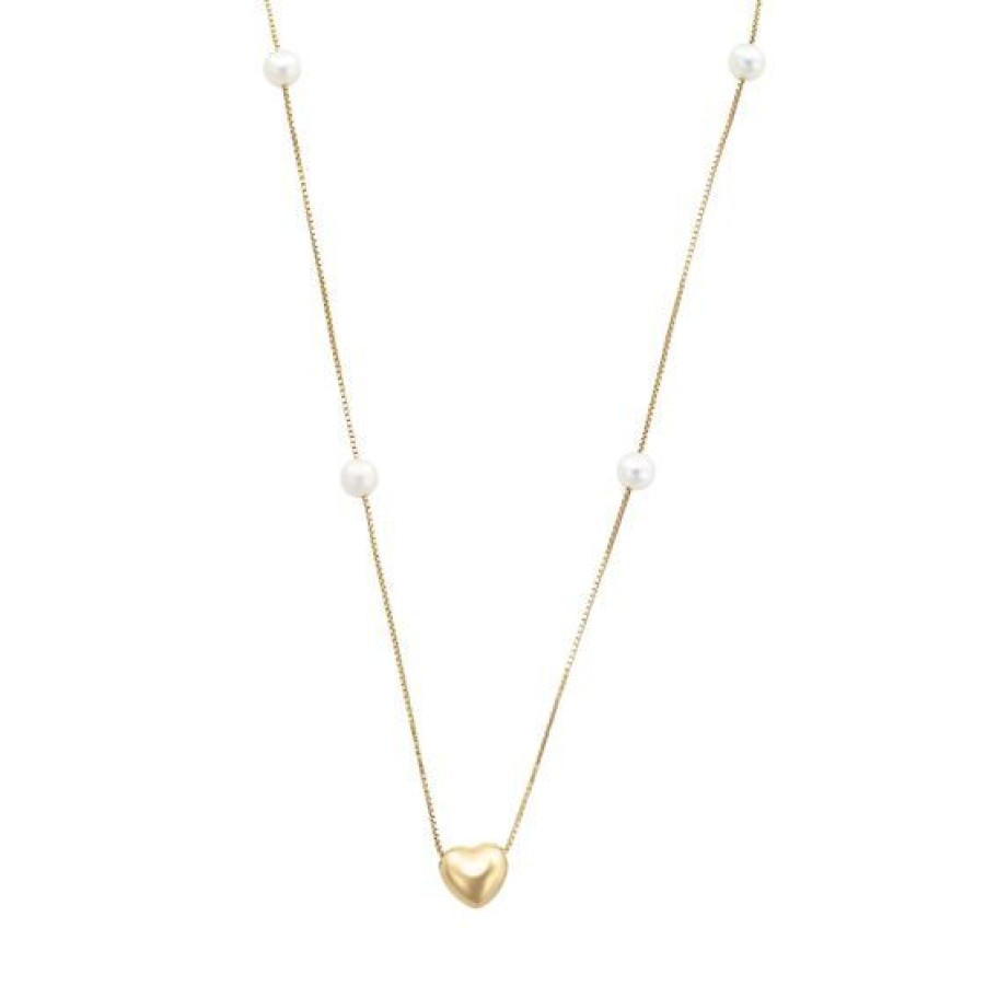 Joyeria Cristal Joyas | Gargantilla Corazon Y Perlas Oro 14K