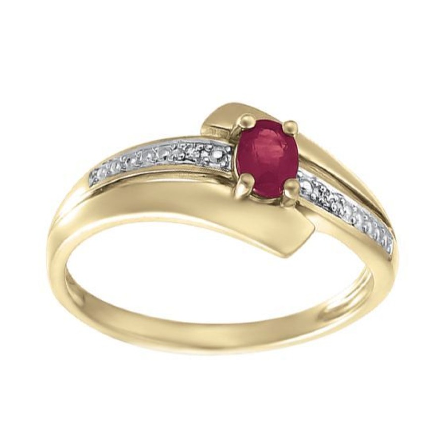 Joyeria Cristal Joyas | Anillo Con Diamante Y Rubi Intkr0591507R