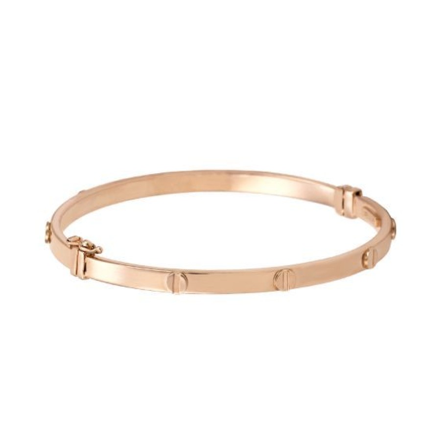 Joyeria Cristal Joyas | Brazalete Dama Tornillos Oro Rosa 14K