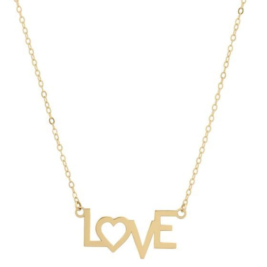 Joyeria Cristal Joyas | Cadena Con Dije "Love" Oro 14K Acabado Brillante