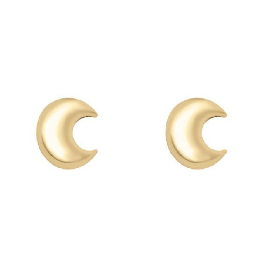 Joyeria Cristal Joyas | Aretes Broqueles Luna Inflada Oro 14K 0.6 Cm