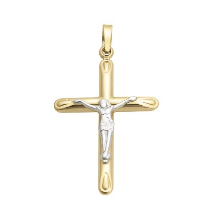 Joyeria Cristal Joyas | Cruz Oro Amarillo Y Blanco 14K