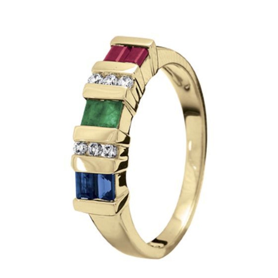 Joyeria Cristal Joyas | Anillo Dama Oro 14K Con 9 Ptos