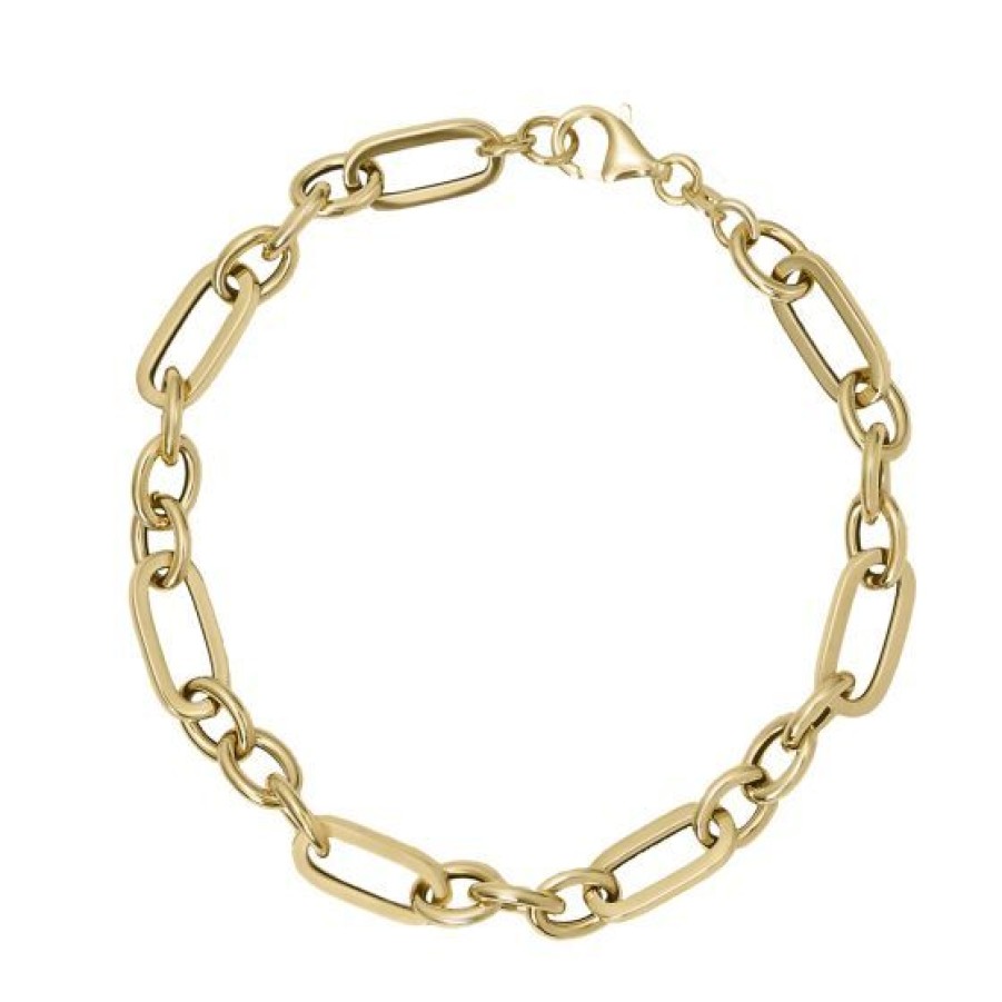 Joyeria Cristal Joyas | Pulsera Paper Clip Alternada Oro 14K