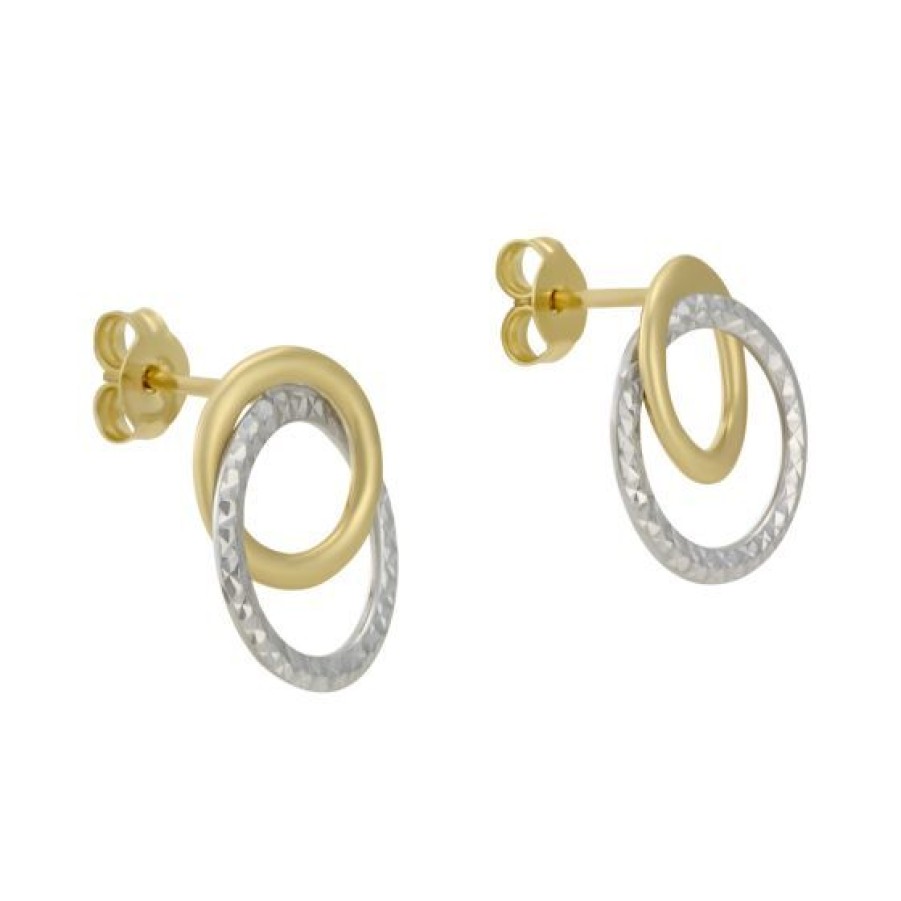 Joyeria Cristal Joyas | Aretes Oro Amarillo Y Blanco 14K