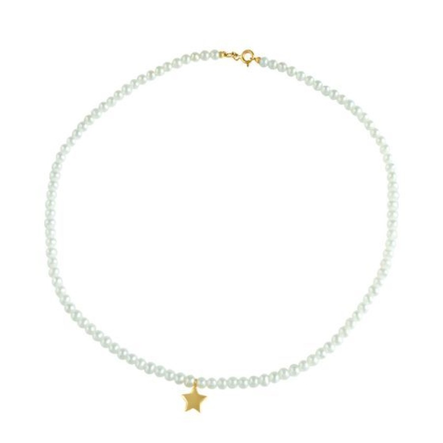 Joyeria Cristal Joyas | Gargantilla Estrella Con Perla Natural Oro 14K